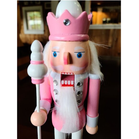 Pink Christmas Nutcracker Soldier Holiday Decor Wooden Statue Xmas Decoration - Picture 4 of 12